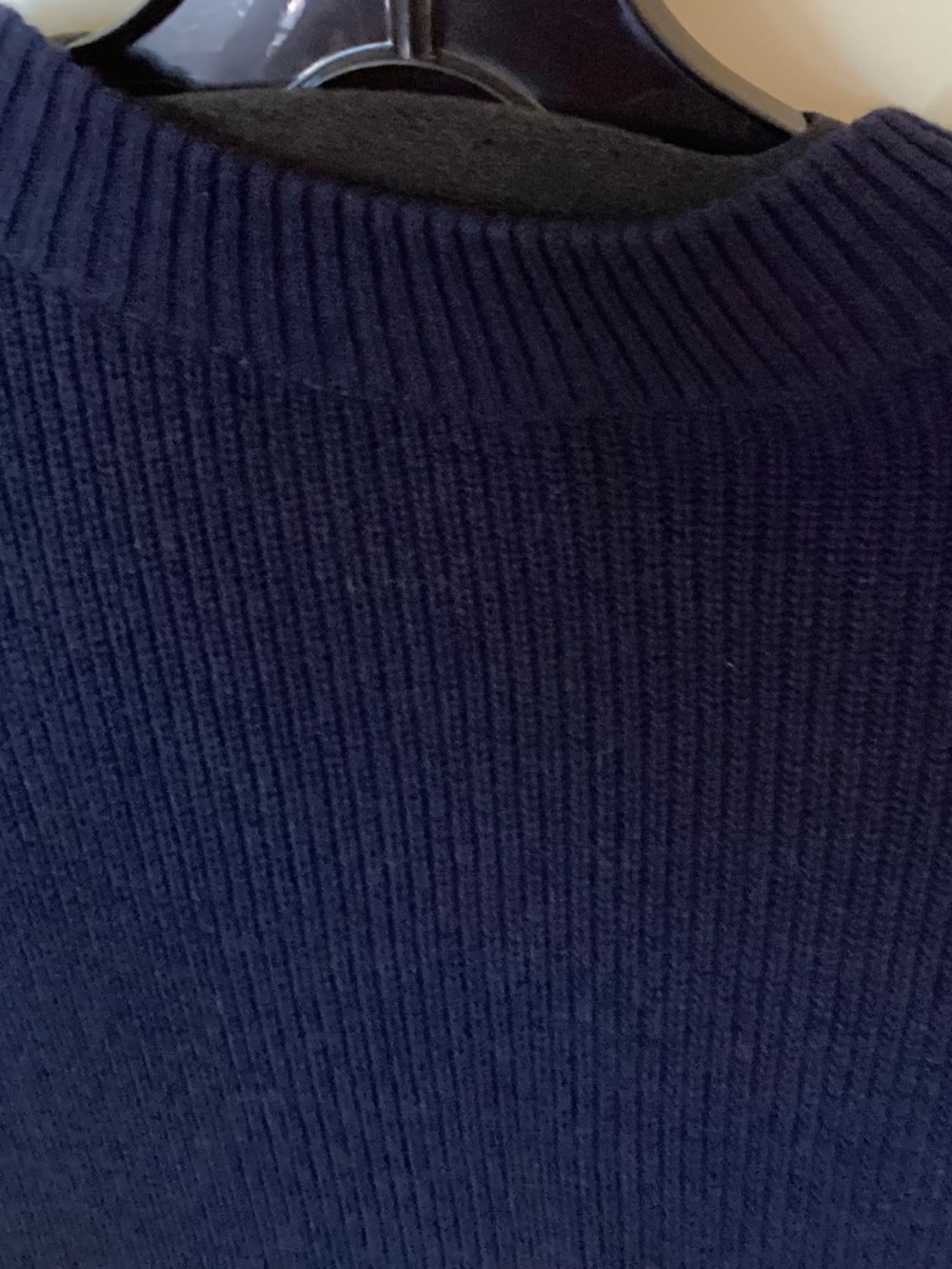 LORI FELT - BELL SLEEVE SWEATER / DRESS - NAVY BLUE RIBBED KNIT - SIZE M - Picture 7 of 9